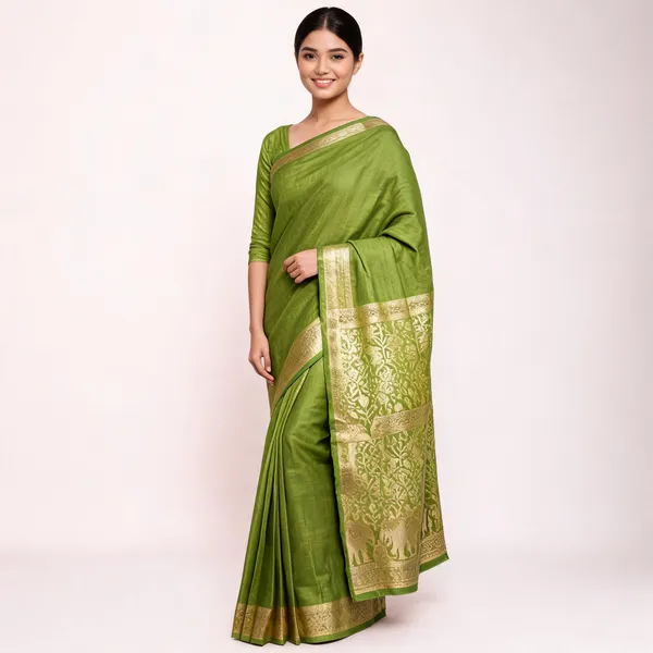 Green_Woven_Zari_Border_Traditional_Saree_For_Women