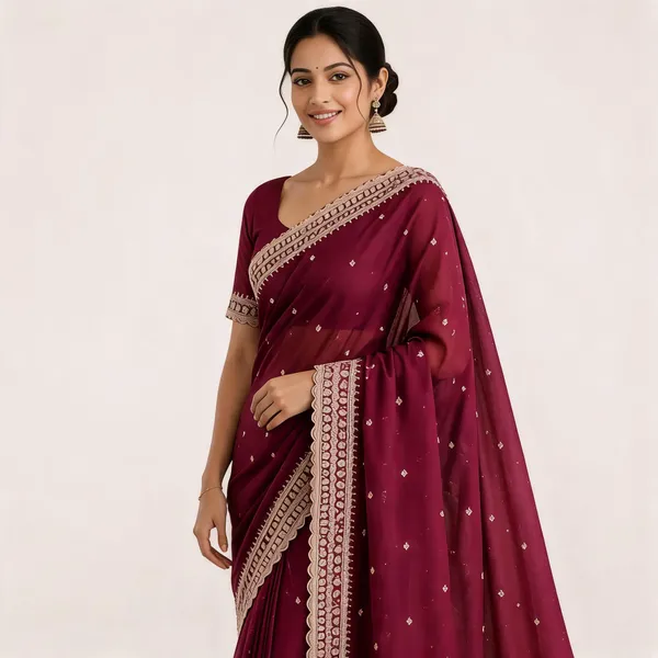 Burgundy_Embellished_Embroidered_Saree_For_Women