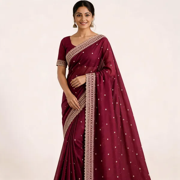 Burgundy_Embellished_Embroidered_Saree_For_Women