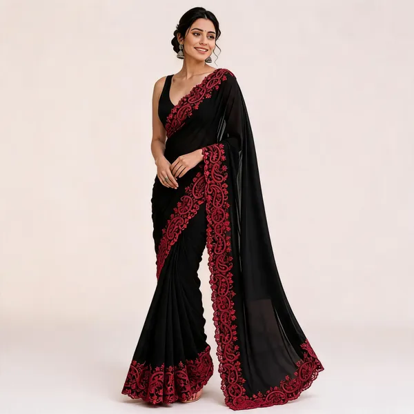 Black_Embroidered_Saree_For_Women