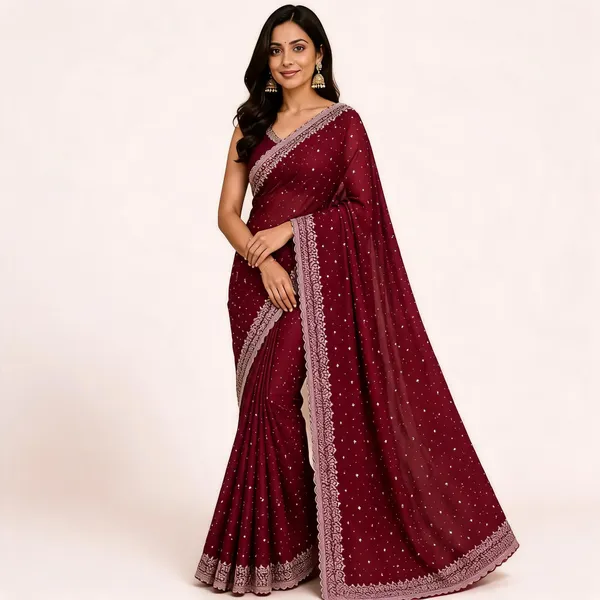 Maroon_Embellished_Saree_For_Women