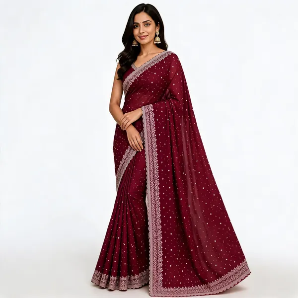 Maroon_Embellished_Saree_For_Women