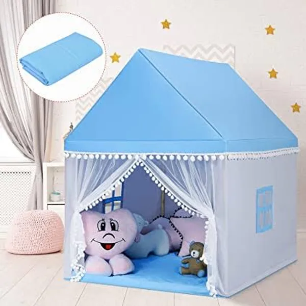 Portable_Boy_Girls_Play_Tent_House_For_Boys_Girls_Foldable_Indoor_Outdoor_Toy_Tent_Lightweight_Portable_Tent_For_Boys_Girls_Age_3_10_Years_Plan_Tent_House_Sky
