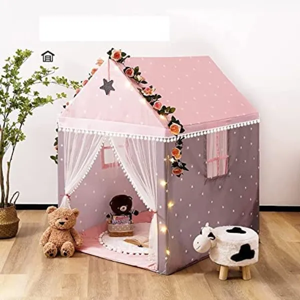 Portable_Boy_Girls_Play_Tent_House_For_Boys_Girls_Foldable_Indoor_Outdoor_Toy_Tent_Lightweight_Portable_Tent_For_Boys_Girls_Age_3_10_Years_Star_House_Pink_Tent_House