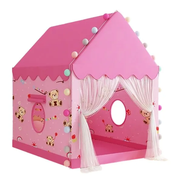 Tent_Play_For_Girls_Boys_Indoor_Outdoor_Portable_Tent_With_Curtains_Pretend_Play_Toy_Tent_House_For_Toddlers_Foldable_Play_Tent_House_For_3_10_Year_Old_Girls_And_Boys_Pink_Teddy_Tent_House