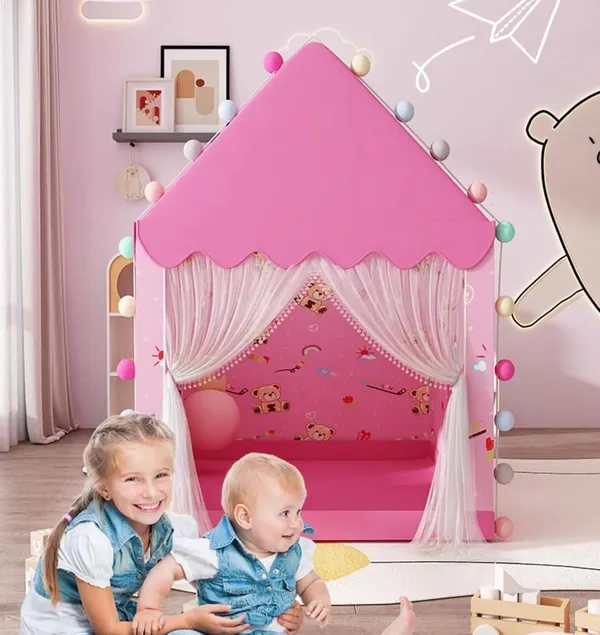 Tent_Play_For_Girls_Boys_Indoor_Outdoor_Portable_Tent_With_Curtains_Pretend_Play_Toy_Tent_House_For_Toddlers_Foldable_Play_Tent_House_For_3_10_Year_Old_Girls_And_Boys_Pink_Teddy_Tent_House