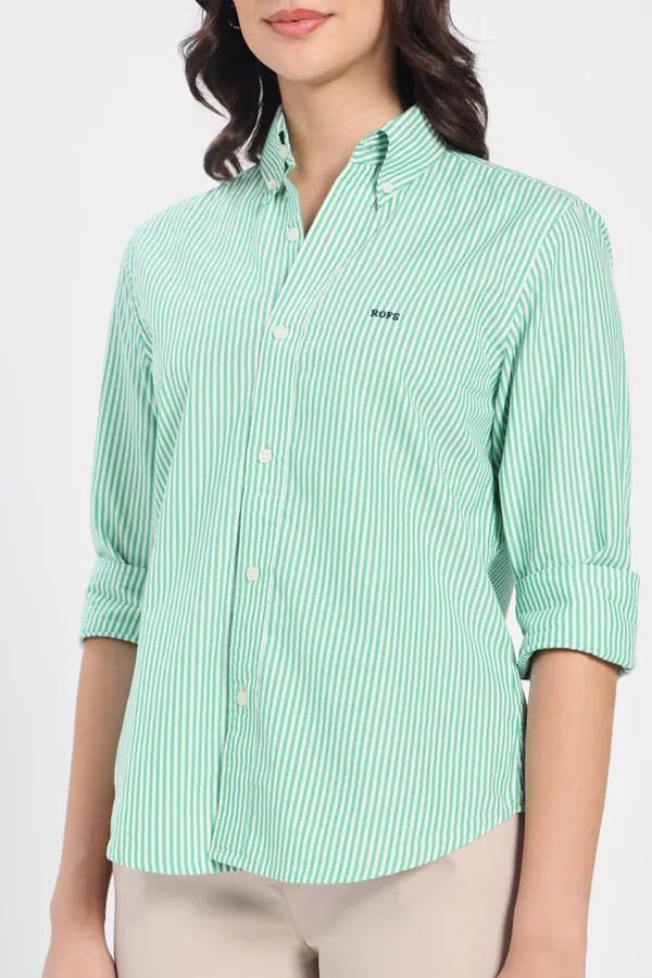 Emerald_Green_Stripe_Cotton_Shirt_Women