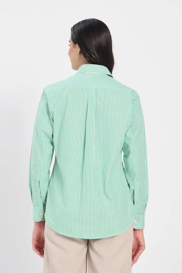 Emerald_Green_Stripe_Cotton_Shirt_Women