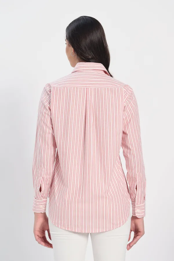 Crimson_Red_Stripe_Cotton_Shirt_Women