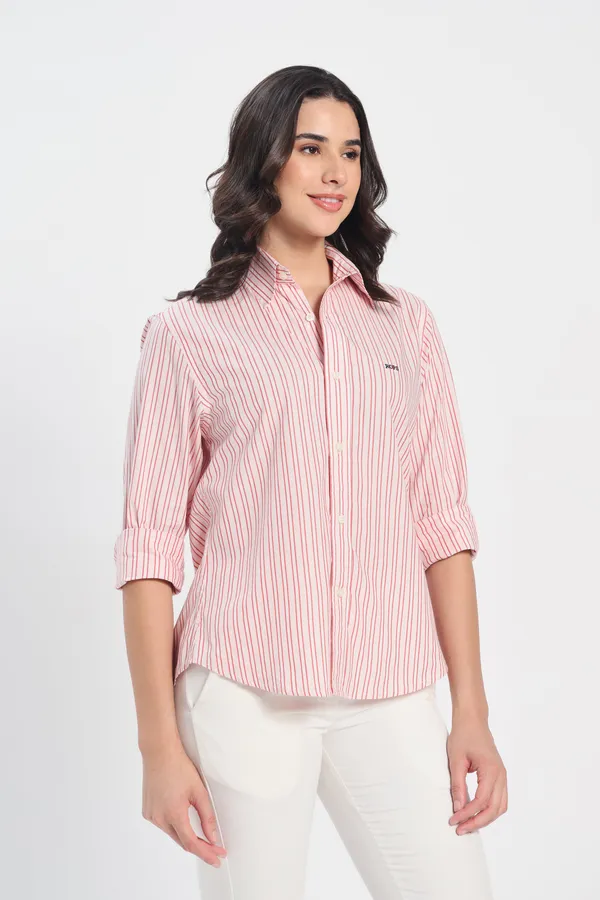 Crimson_Red_Stripe_Cotton_Shirt_Women