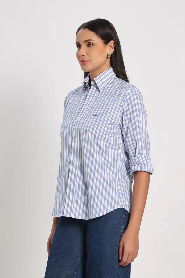 Ocean_Pinstripe_Cotton_Shirt_Women