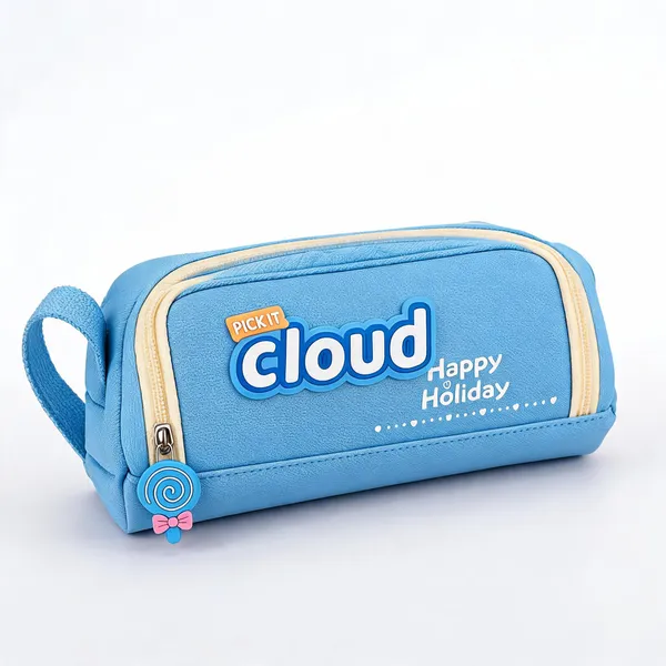 Sky_Blue_Polyester_Zippered_Pencil_Pouch_For_Kids