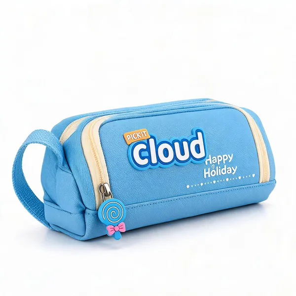 Sky_Blue_Polyester_Zippered_Pencil_Pouch_For_Kids