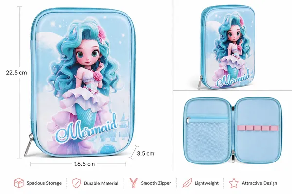 Blue_Polyester_Mermaid_Print_Zippered_Pencil_Case_For_Kids