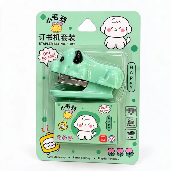Mint_Green_Cartoon_Animal_Plastic_Stapler_Set_-_Pack_Of_3