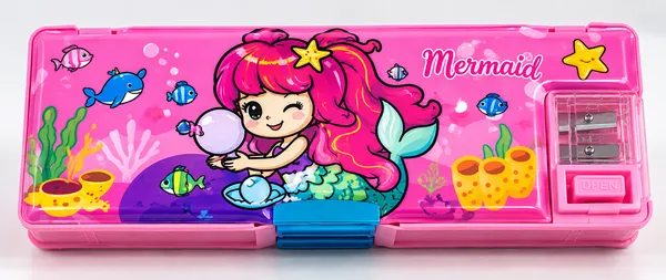 Pink_Mermaid_Print_Plastic_Pencil_Box_With_Sharpener_-_Pack_Of_3