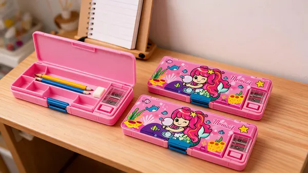 Pink_Mermaid_Print_Plastic_Pencil_Box_With_Sharpener_-_Pack_Of_3