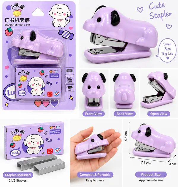 Purple_Dog_Shaped_Mini_Stapler_With_Staples_-_Pack_Of_3