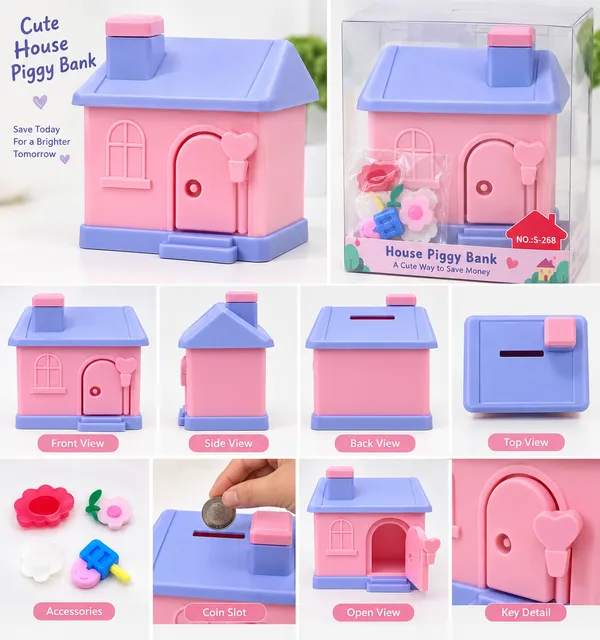 Pink_Blue_Plastic_House_Shaped_Piggy_Bank_With_Key