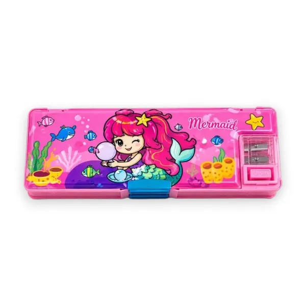 Pink_Mermaid_Print_Plastic_Pencil_Box_With_Sharpener_-_Pack_Of_3