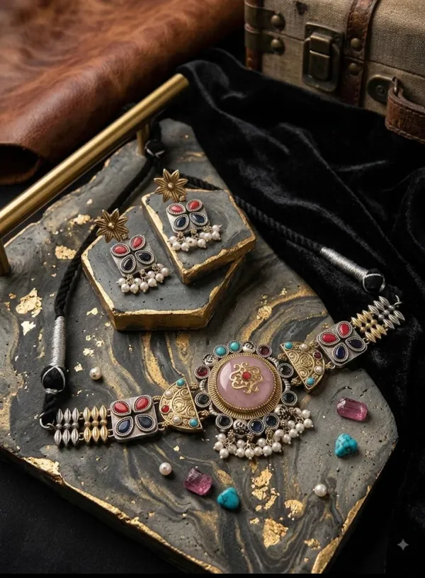 Multicolour_Oxidised_Style_Necklace_Set_for_Women