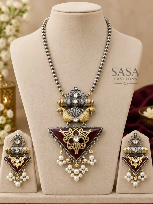 Gold_Brass_Gold_Brass_Antique_Maroon_Pearl_Necklace_Set_For_Women_Necklace_Set_For_Women