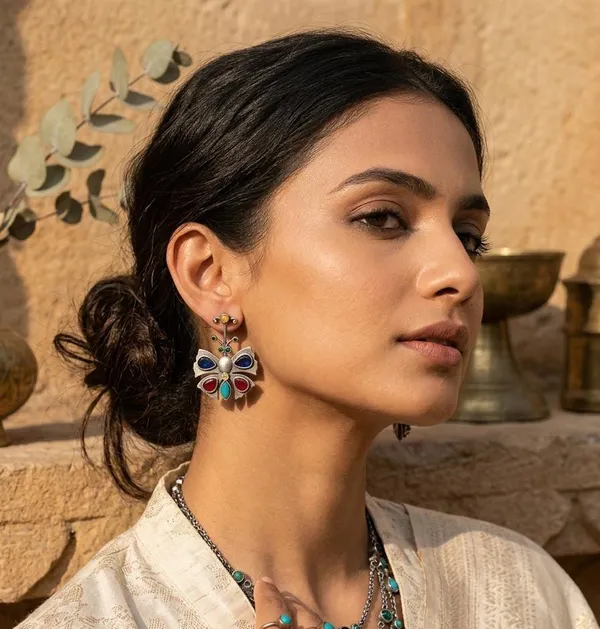 Silver_Tone_Multicolour_Stone_Drop_Earrings_for_Women