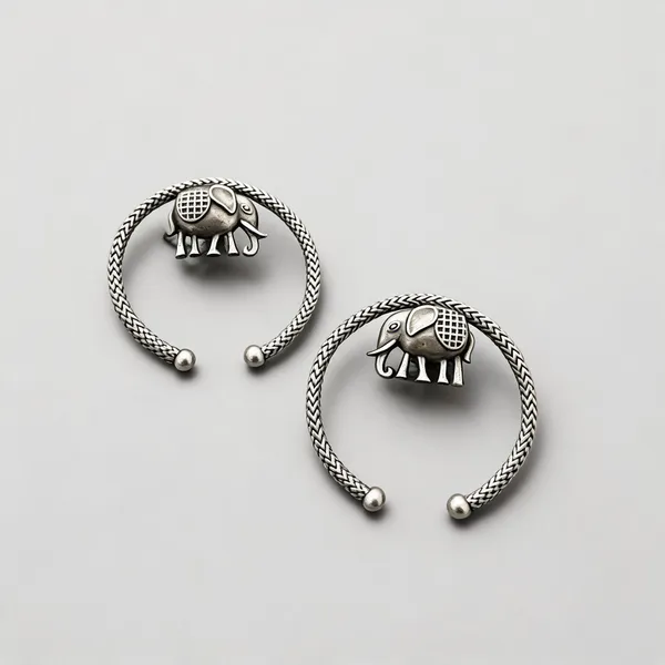 Silver_Brass_Elephant_Motif_Open_Hoop_Earrings_For_Women_Hoop_Earrings_For_Women