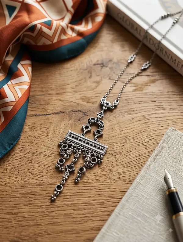 Silver_Brass_Silver_Oxidised_Tribal_Pendant_Necklace_And_Earrings_Set_For_Women_Jewellery_Set_For_Women