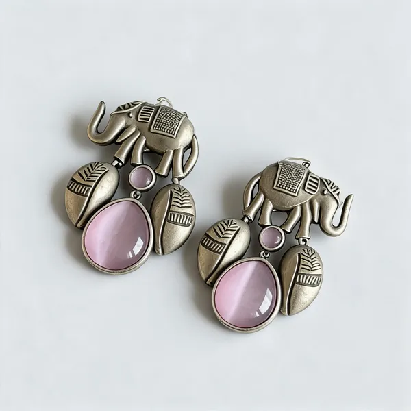 Silver_Brass_Elephant_Motif_Drop_Earrings_For_Women_Drop_Earrings_For_Women