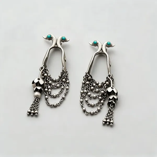 Silver_Brass_Turquoise_Beaded_Dangle_Earrings_For_Women_Dangle_Earrings_For_Women