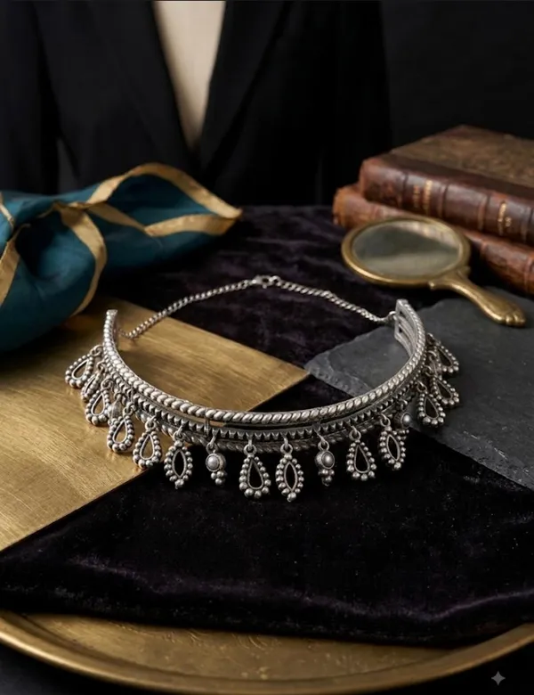 Silver_Oxidised_Traditional_Choker_Necklace_for_Women