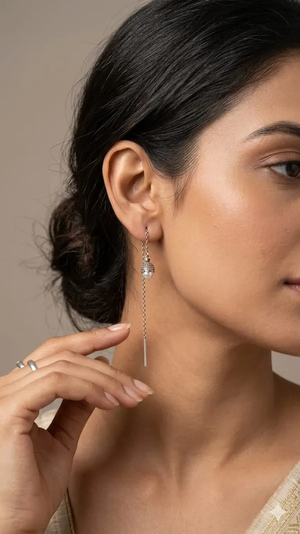 Silver-Toned_Chain_Drop_Earrings_for_Women