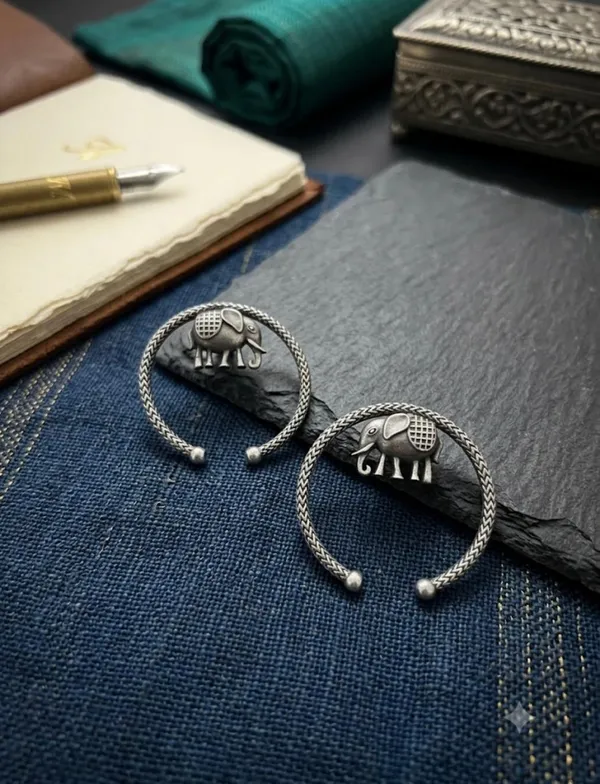Silver_Elephant_Motif_Open_Hoop_Earrings_for_Women