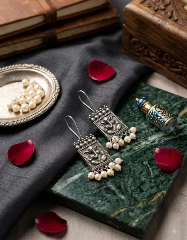 Silver_Oxidized_Pearl_Drop_Earrings_for_Women