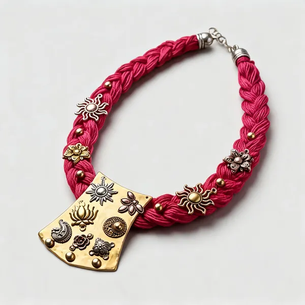 Pink_Brass_Pink_Thread_Braided_Bead_Statement_Necklace_For_Women_Statement_Necklace_For_Women