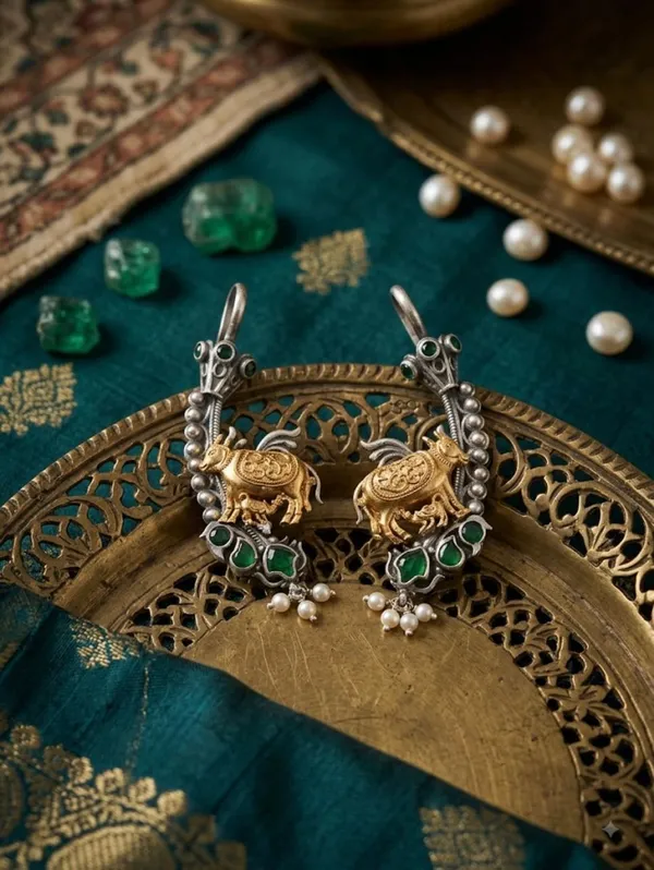 Gold_Tone_Green_Stone_Elephant_Drop_Earrings_for_Women
