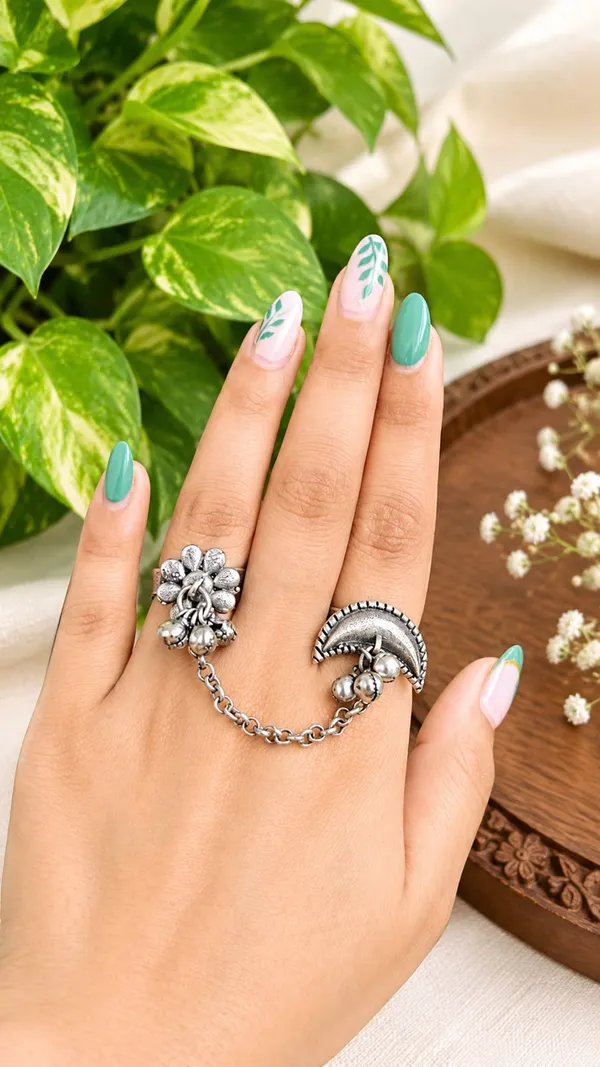 Tribal-Boho_Silver-Toned_Double_Ring