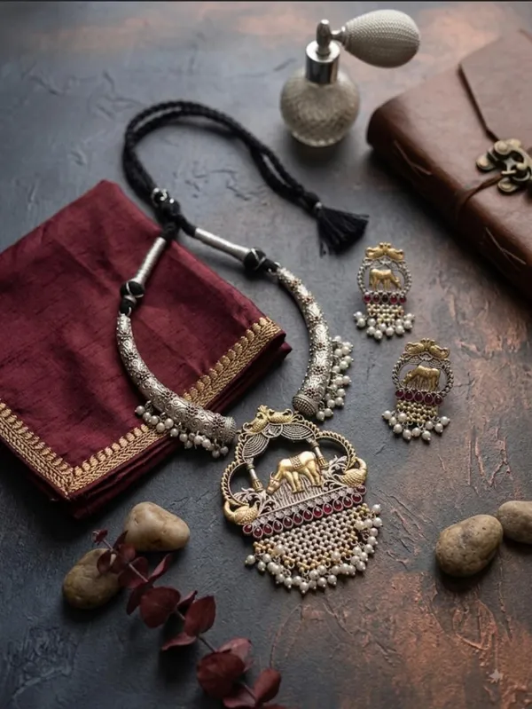 Antique_Finish_Temple_Necklace_Set_For_Women