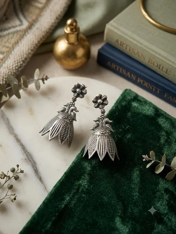 Silver_Tone_Peacock_Drop_Earrings_for_Women