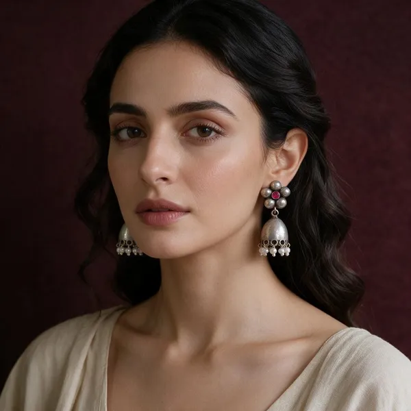 Silver-Tone_Jhumka_Earrings_For_Women