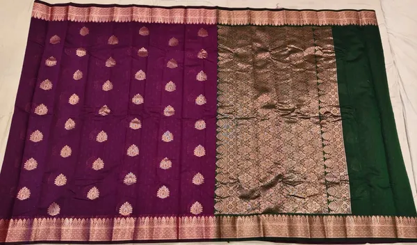 Purple_Green_Semi_Gadwal_Woven_Border_Saree_For_Women