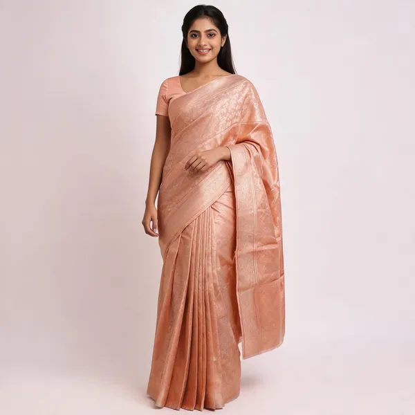 Peach_Jaal_Jacquard_Woven_Saree_For_Women