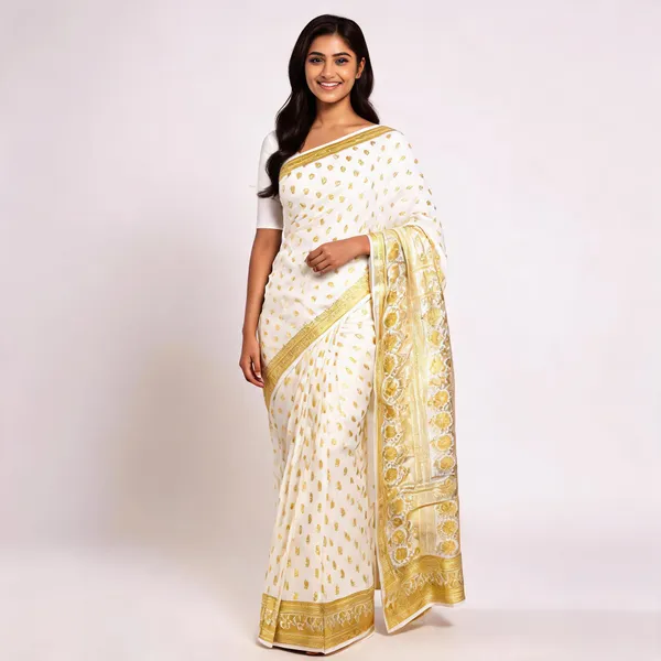 White_Special_Pattu_Gold_Motif_Woven_Saree_For_Women