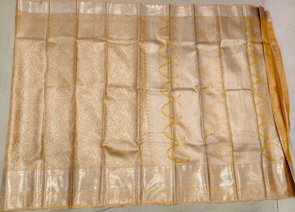 Cream_Dharmavaram_Pattu_Zari_Border_Saree_For_Women