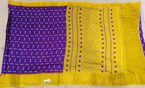 Yellow_And_Purple_Dola_Silk_Printed_Saree_For_Women
