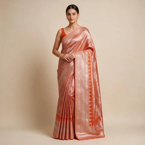 Orange_Tissue_Silver_Pattu_Woven_Traditional_Saree_For_Women