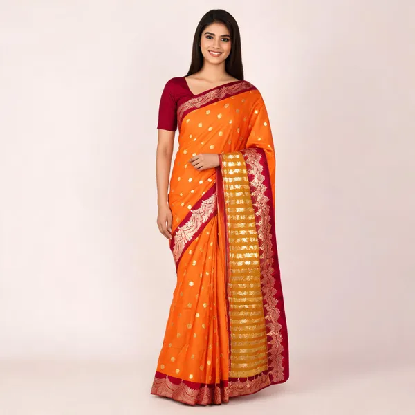 Orange_Soft_Silk_Pattu_Zari_Border_Saree_For_Women