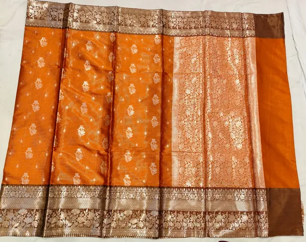 Orange_Banarasi_Raw_Mango_Silk_Woven_Saree_For_Women