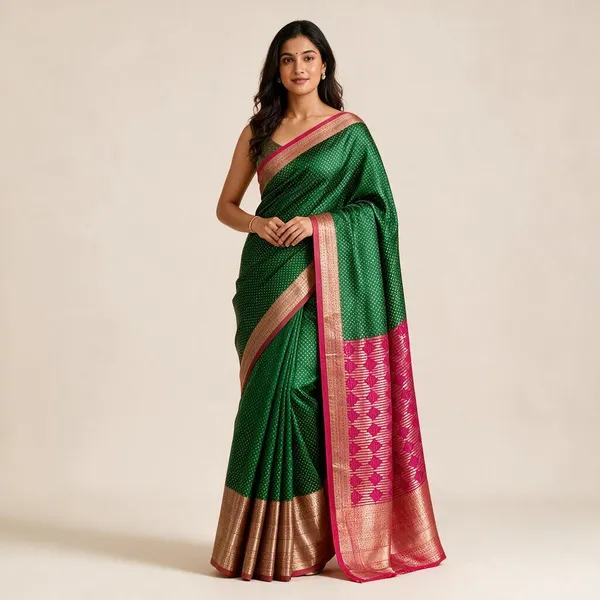 Green_Soft_Silk_Booti_Woven_Saree_For_Women